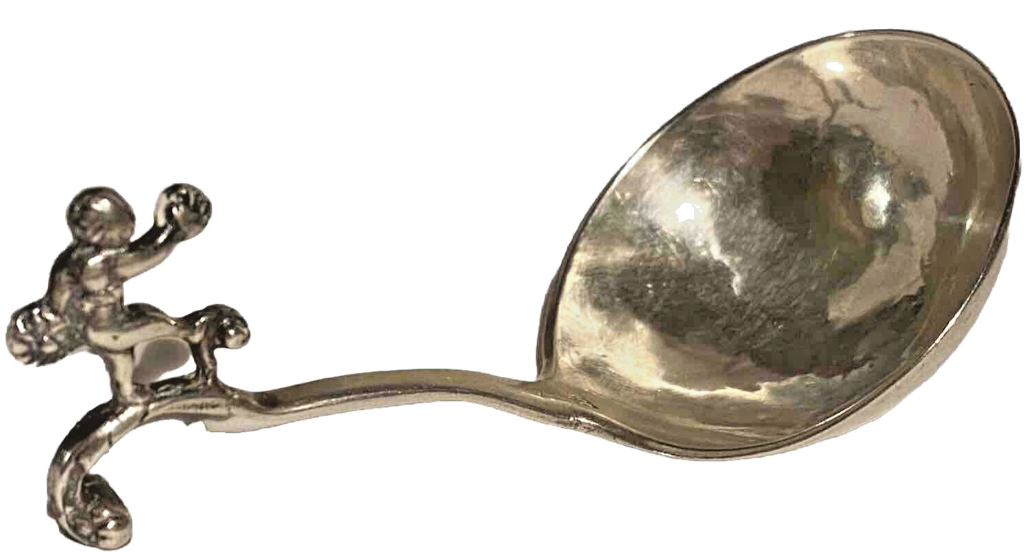 Dutch 1800s Signed 800 Silver Tea Caddy Spoon