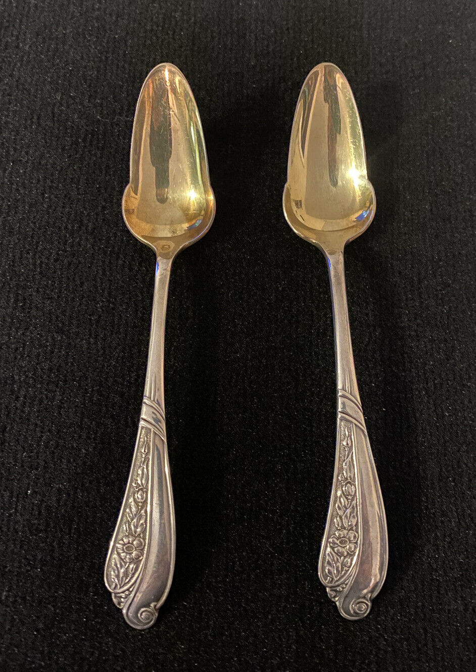 Pairpoint 1880 Antique Silver Gold Wash Fruit Spoons