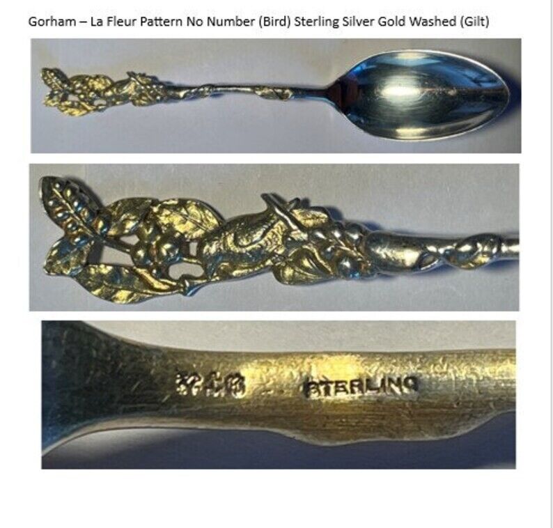 Antique Gorham La Fleur Gold Washed Silver Spoons