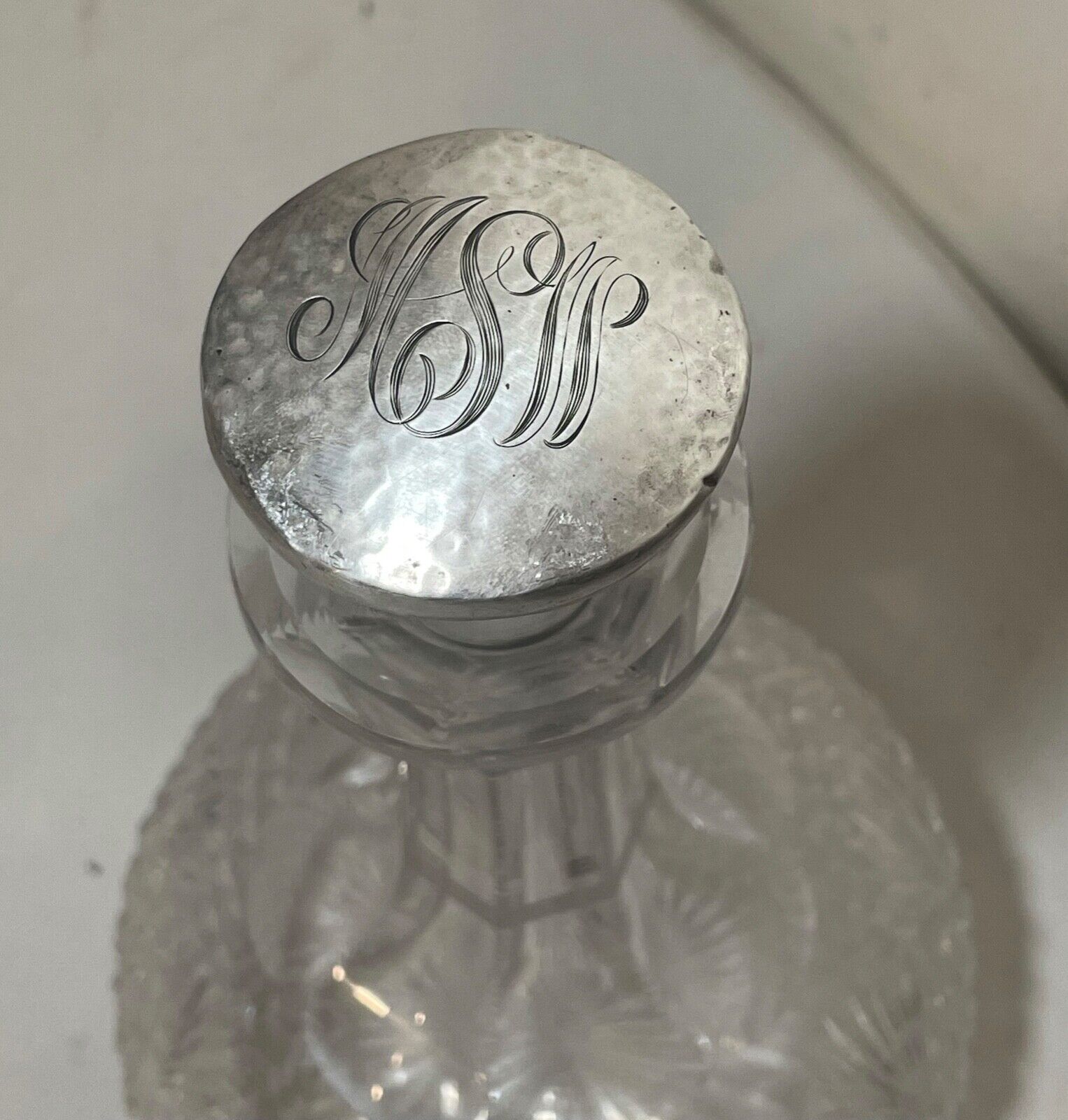 1800s Sterling Silver Crystal Liquor Decanter Bottle