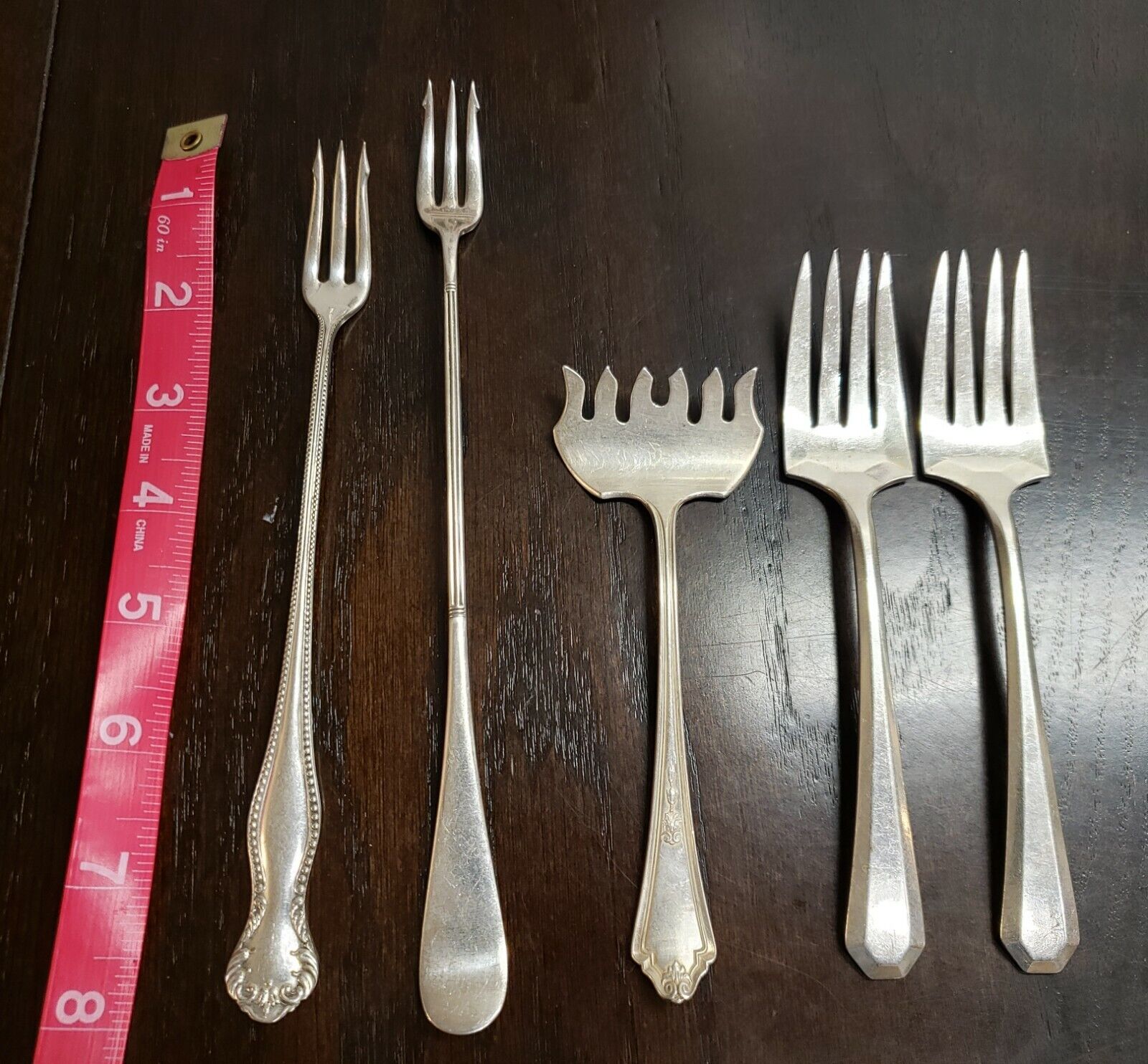 Set of 5 Vintage Silver Plate Forks