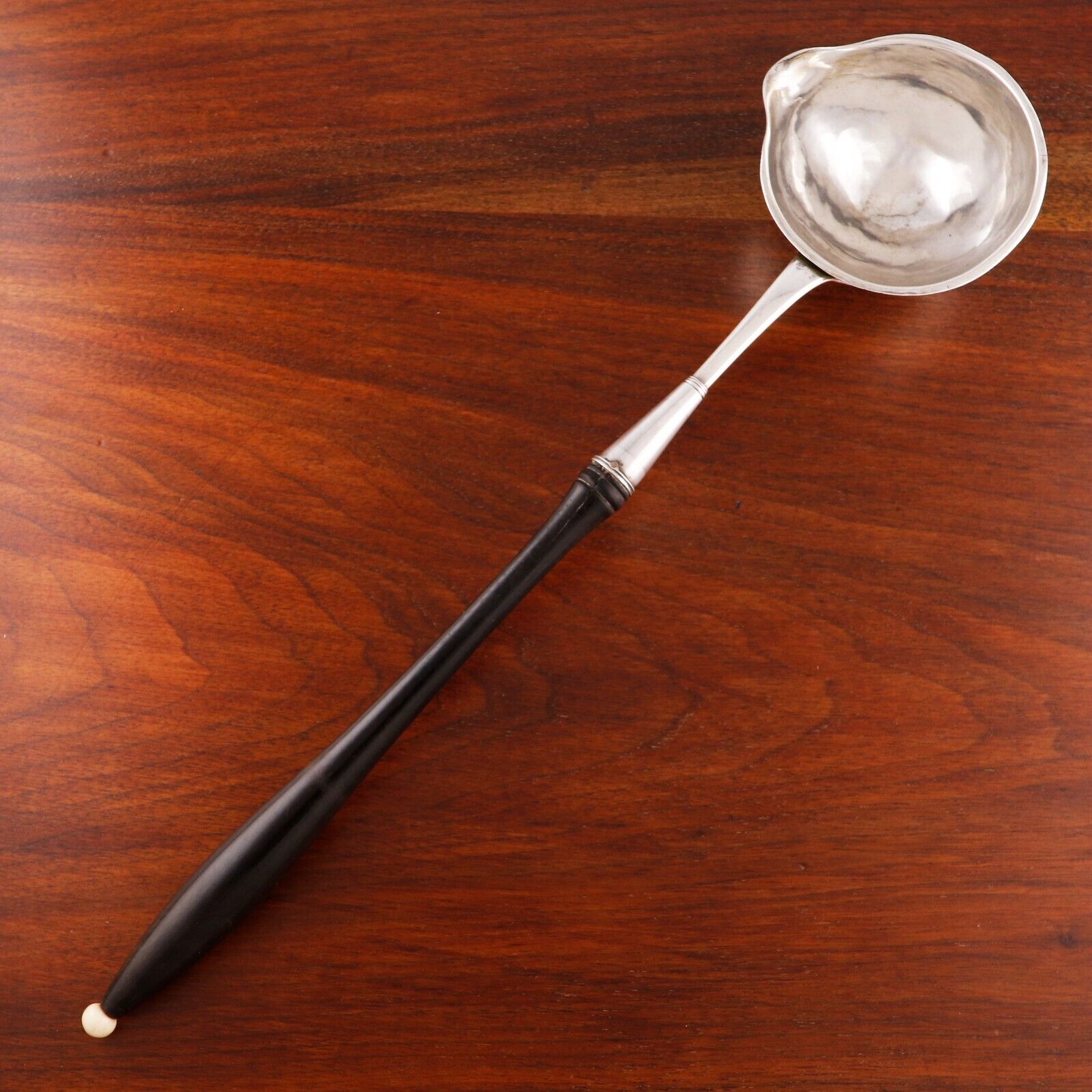 Antique 18th Century German Silver Soup Ladle