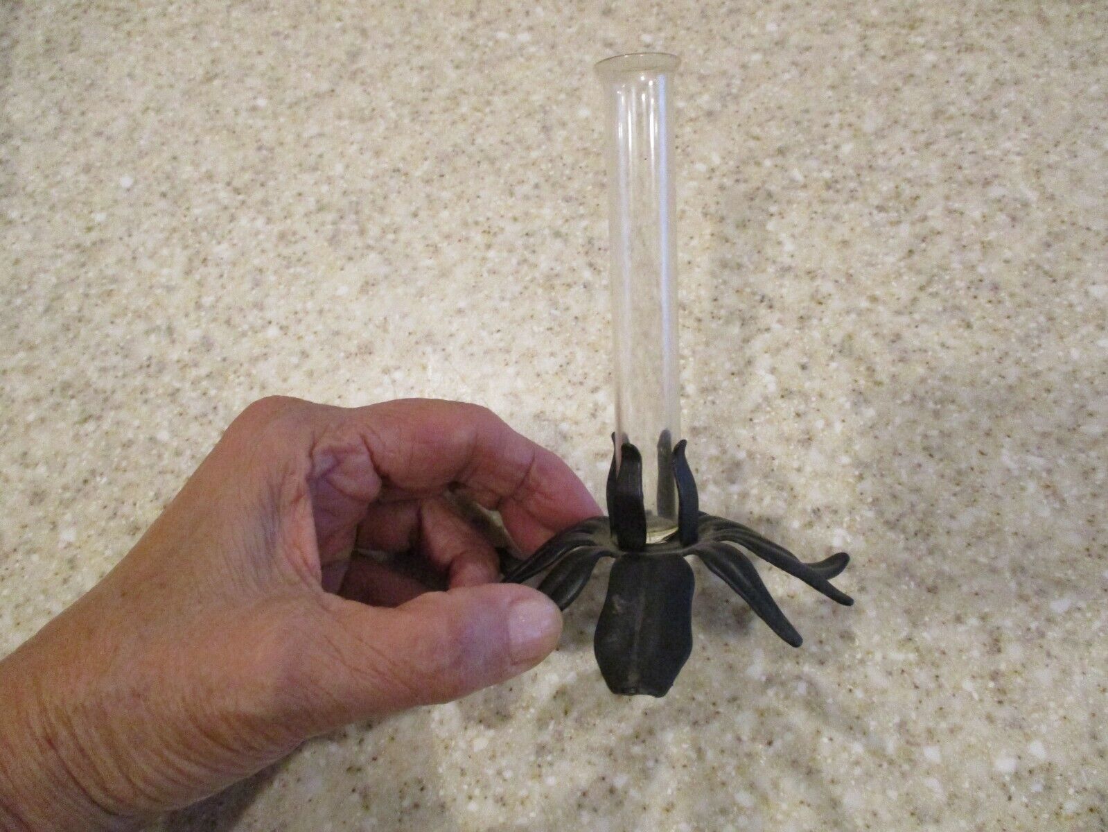 Vintage Rare Glass Test Tube Bud Vase & Stand