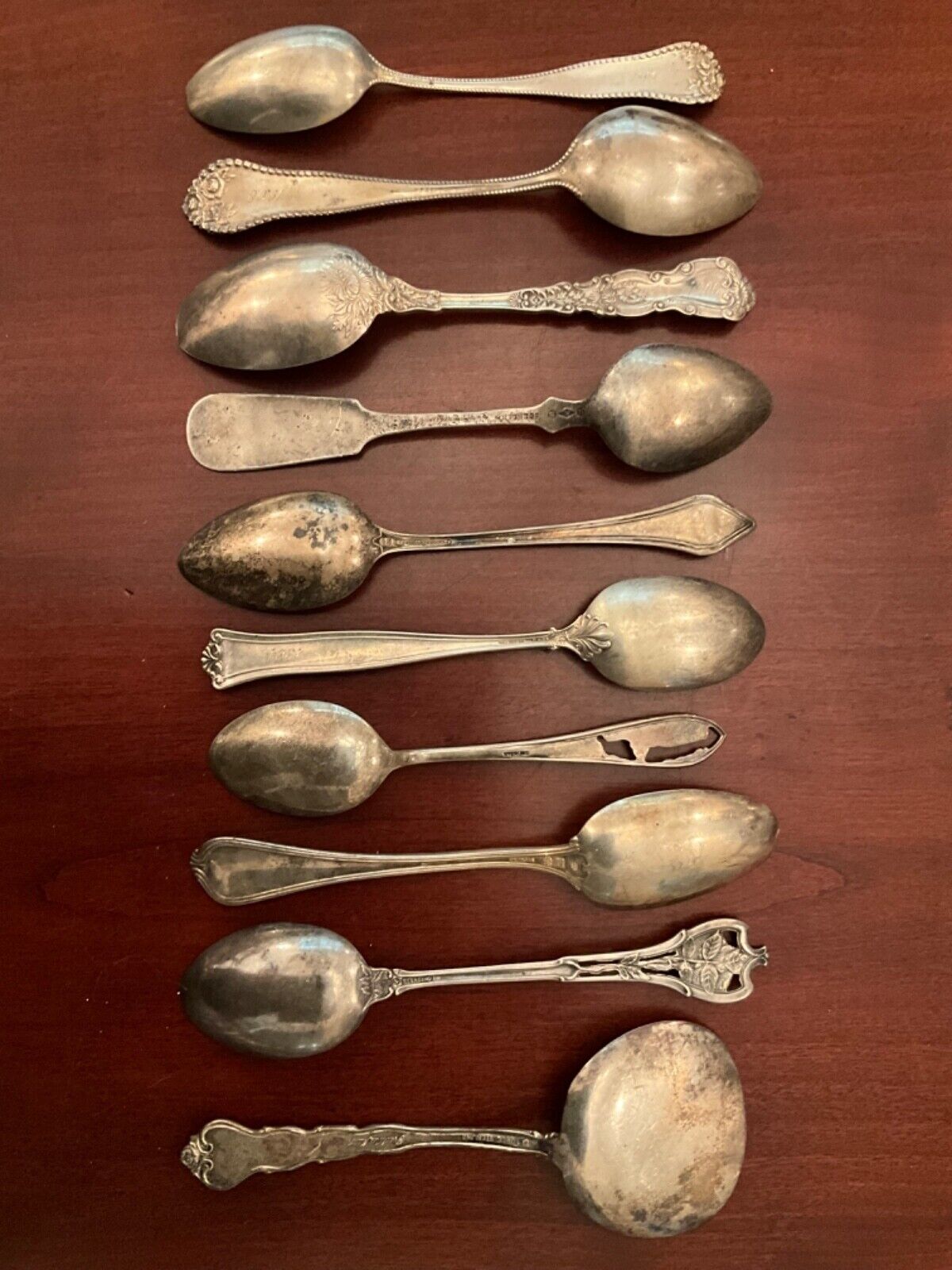 Set of 10 Vintage Silver Spoons - Early 1900s