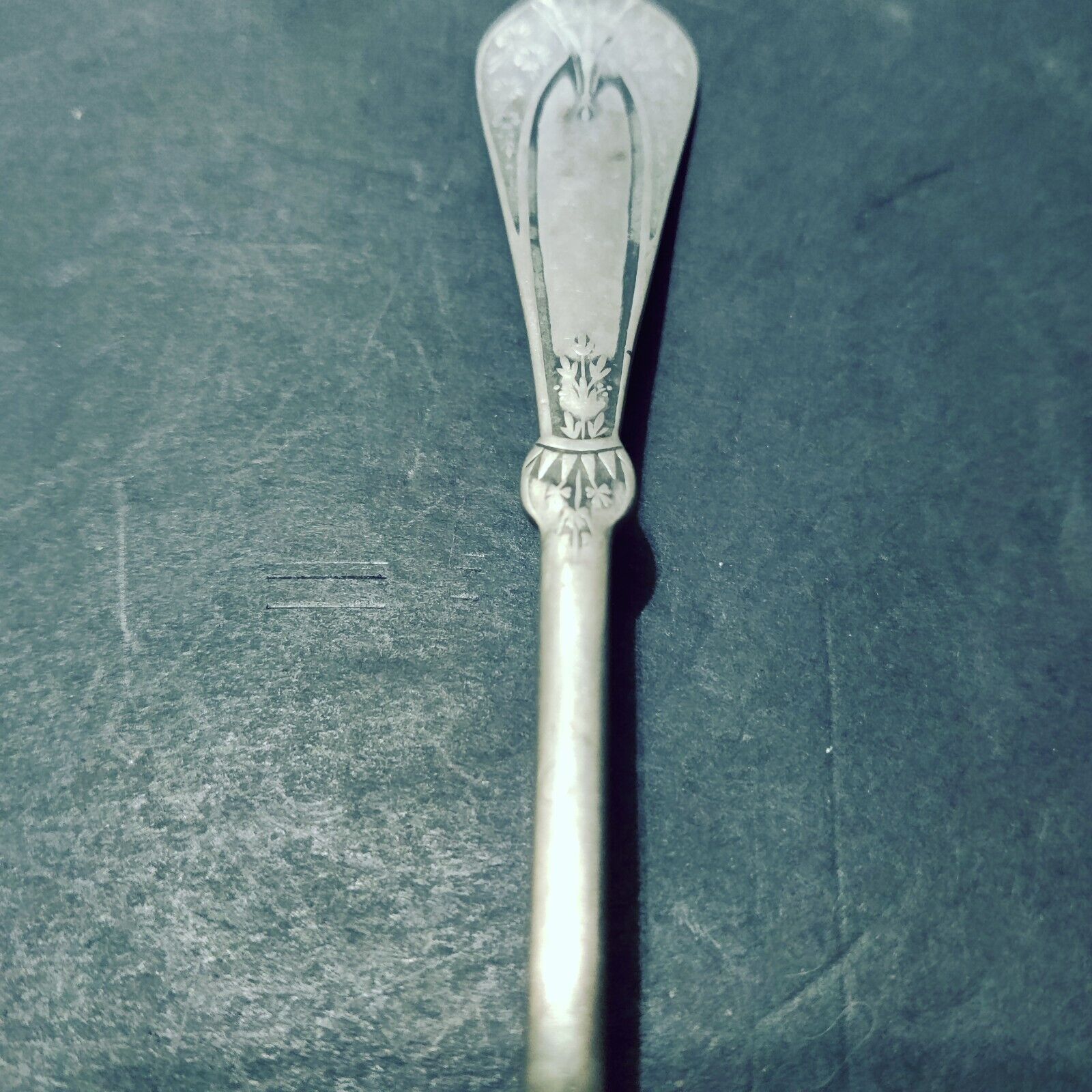 1800s Randall Hall & Co Floral Hammered Spoon