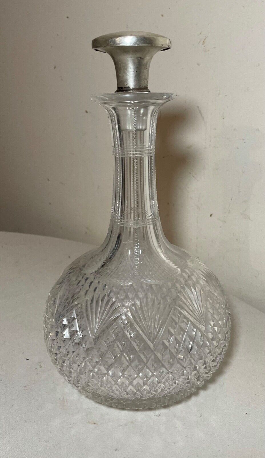 1800s Sterling Silver Crystal Liquor Decanter Bottle