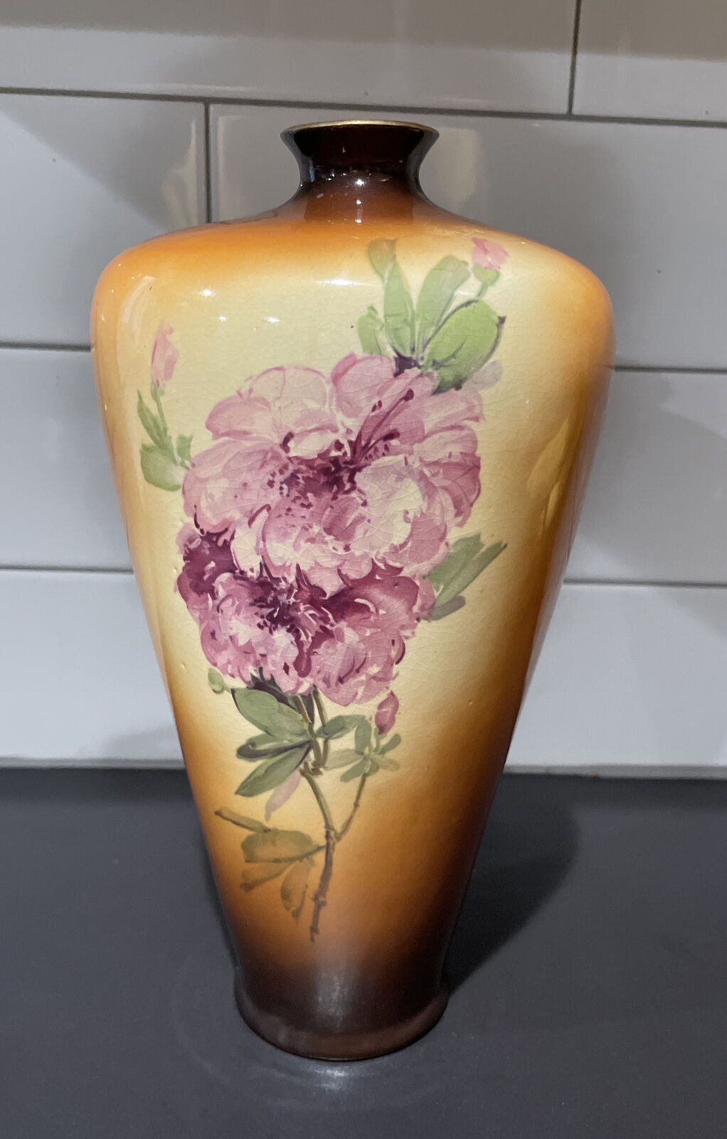 Antique 11.5" Warwick Ioga Floral Vase