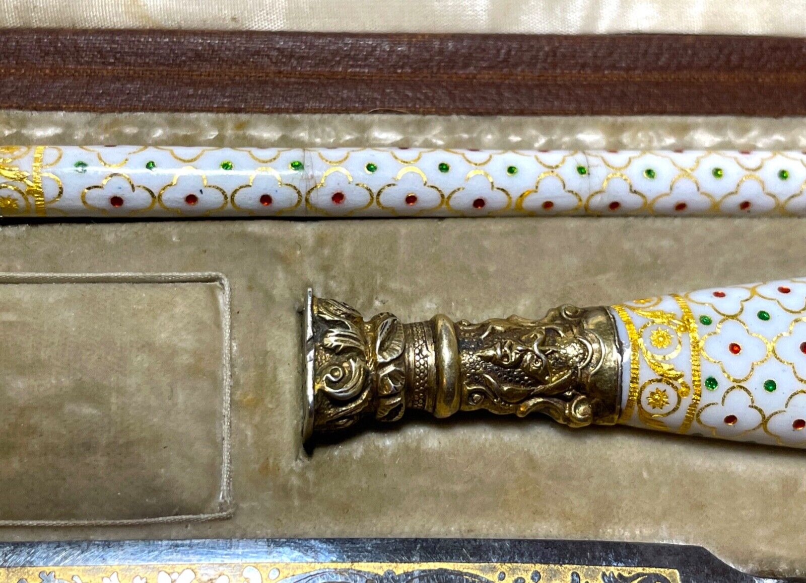 1800s French Sterling Silver Gilt Enamel Writing Set