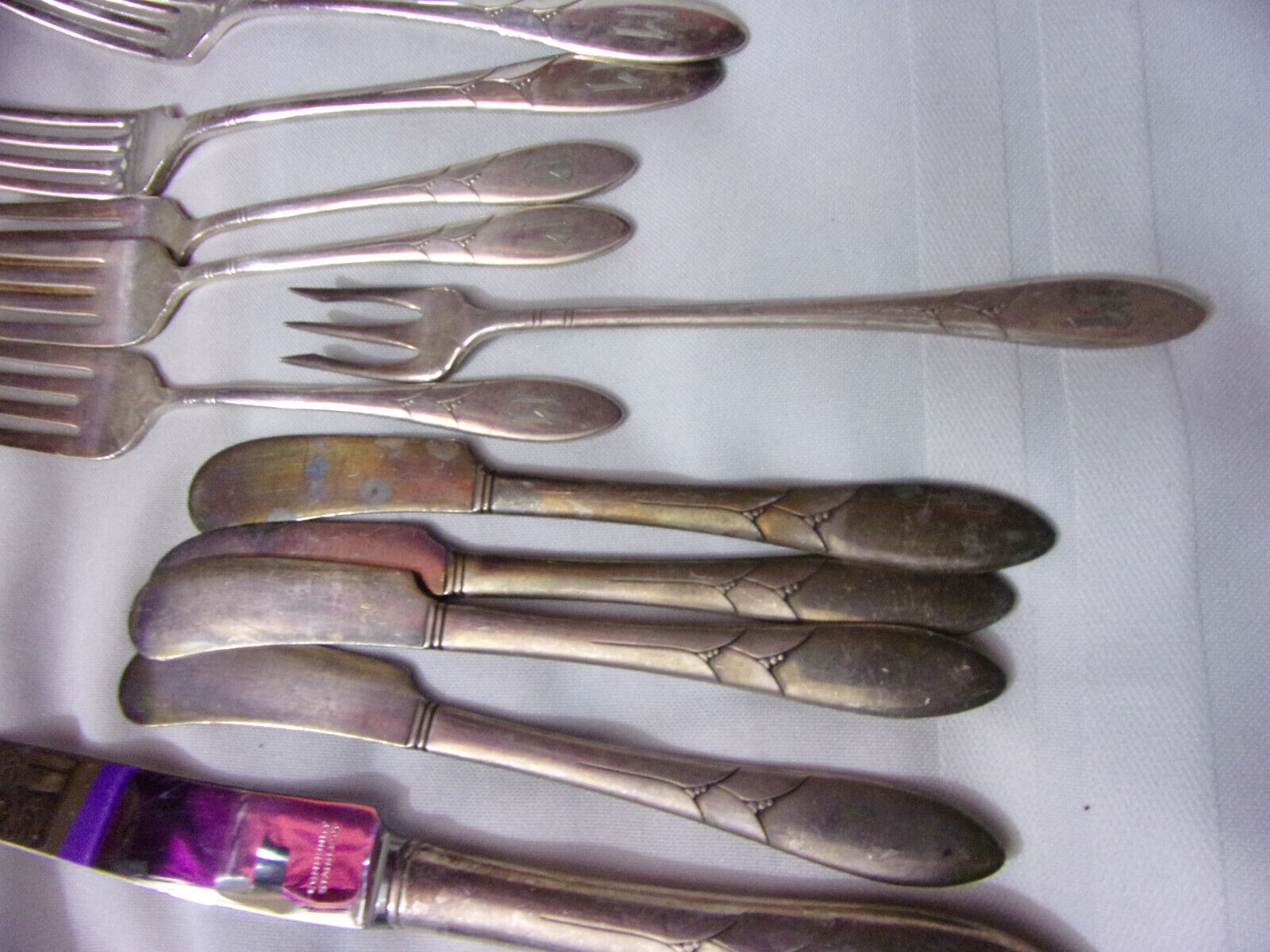 Antique 33-Piece Monogrammed Community Silverplate Flatware