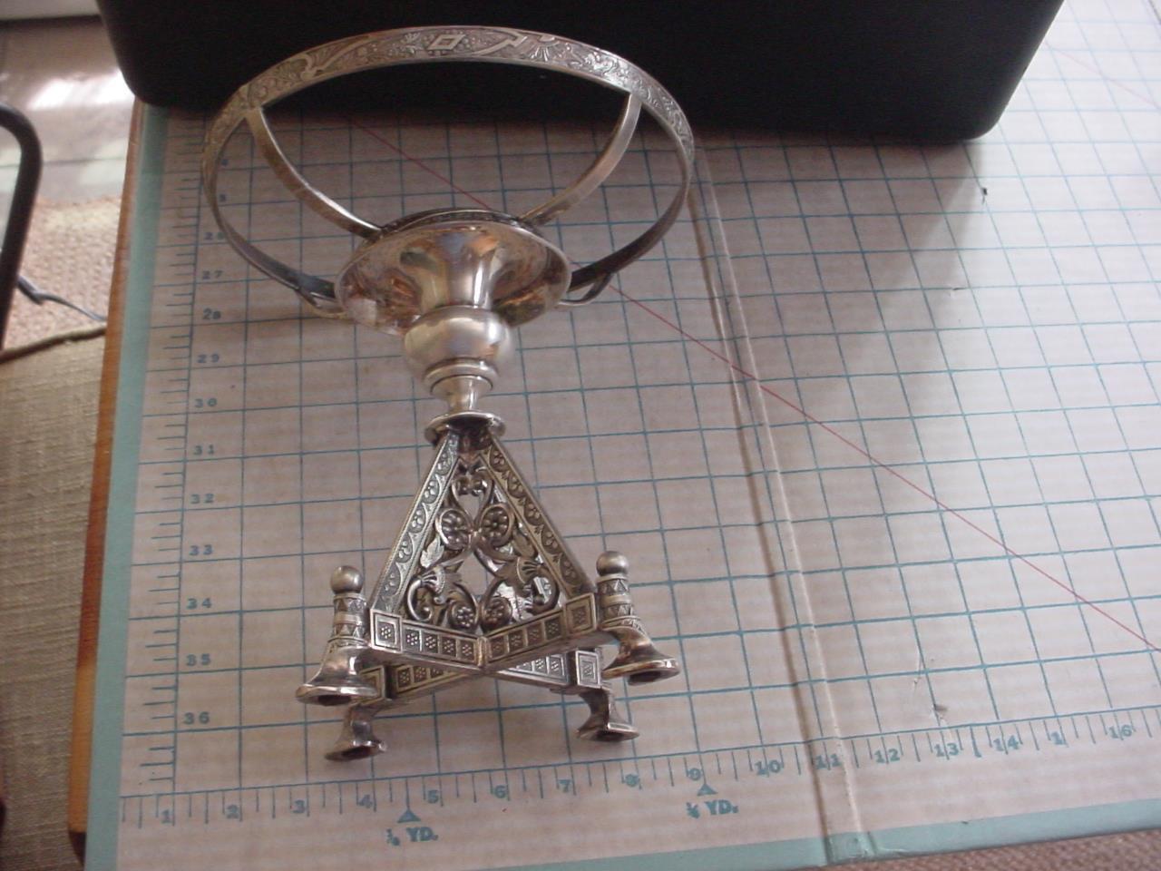 1800s Etched Bird Centerpiece Stand with Motif