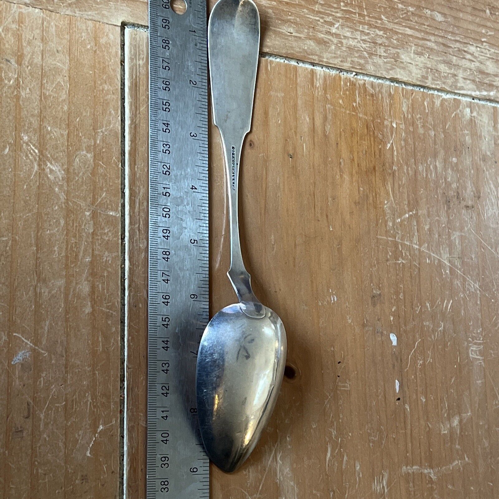Warrington Co. Antique Coin Silver Serving Spoon