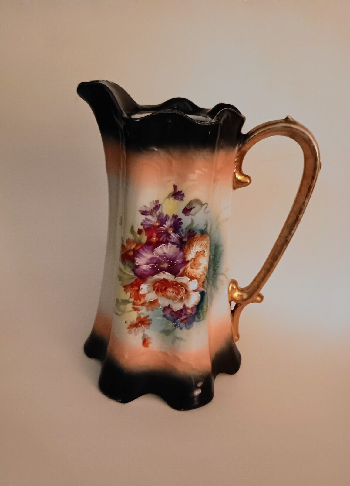 Antique Hand-Painted 1900s Flower Vase Pitcher