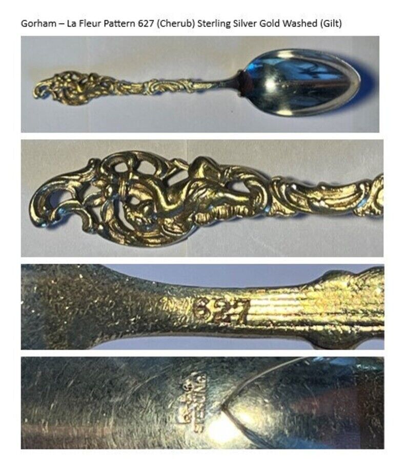 Antique Gorham La Fleur Gold Washed Silver Spoons