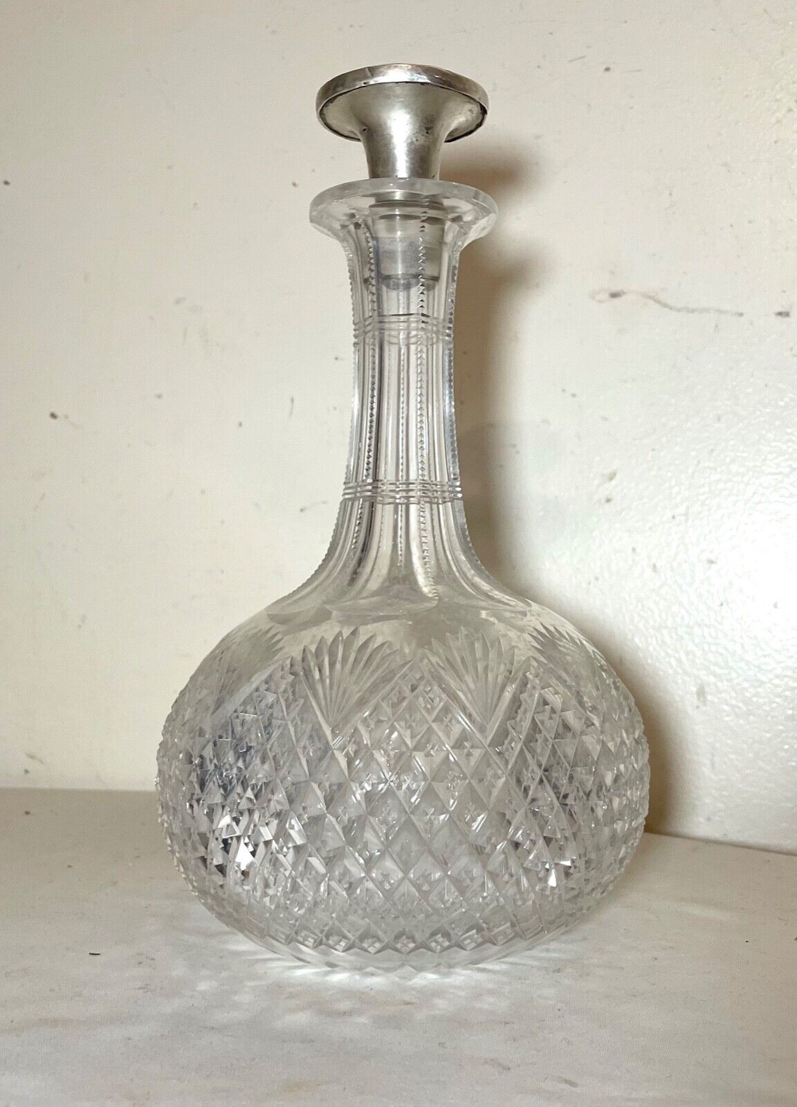 1800s Sterling Silver Crystal Liquor Decanter Bottle