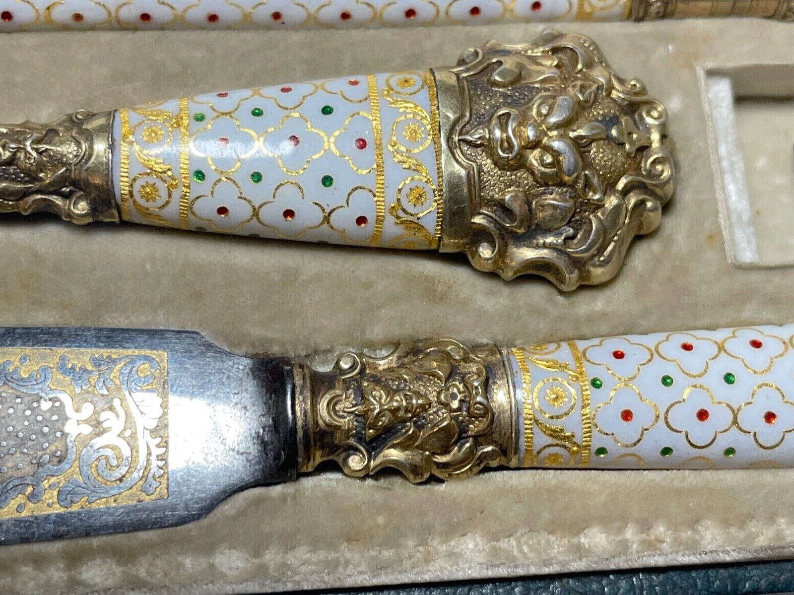 1800s French Sterling Silver Gilt Enamel Writing Set