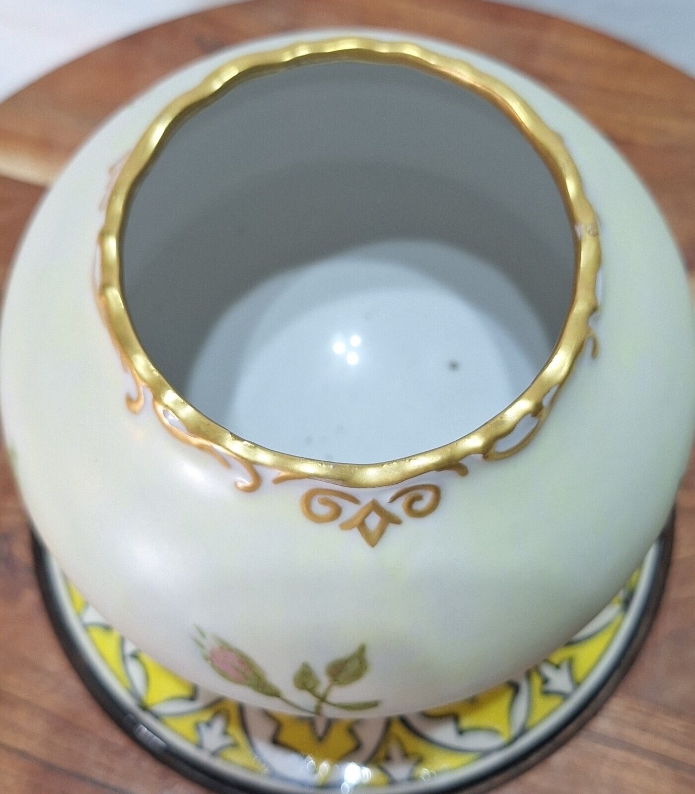 Antique Hand Painted Porcelain Rose Bowl
