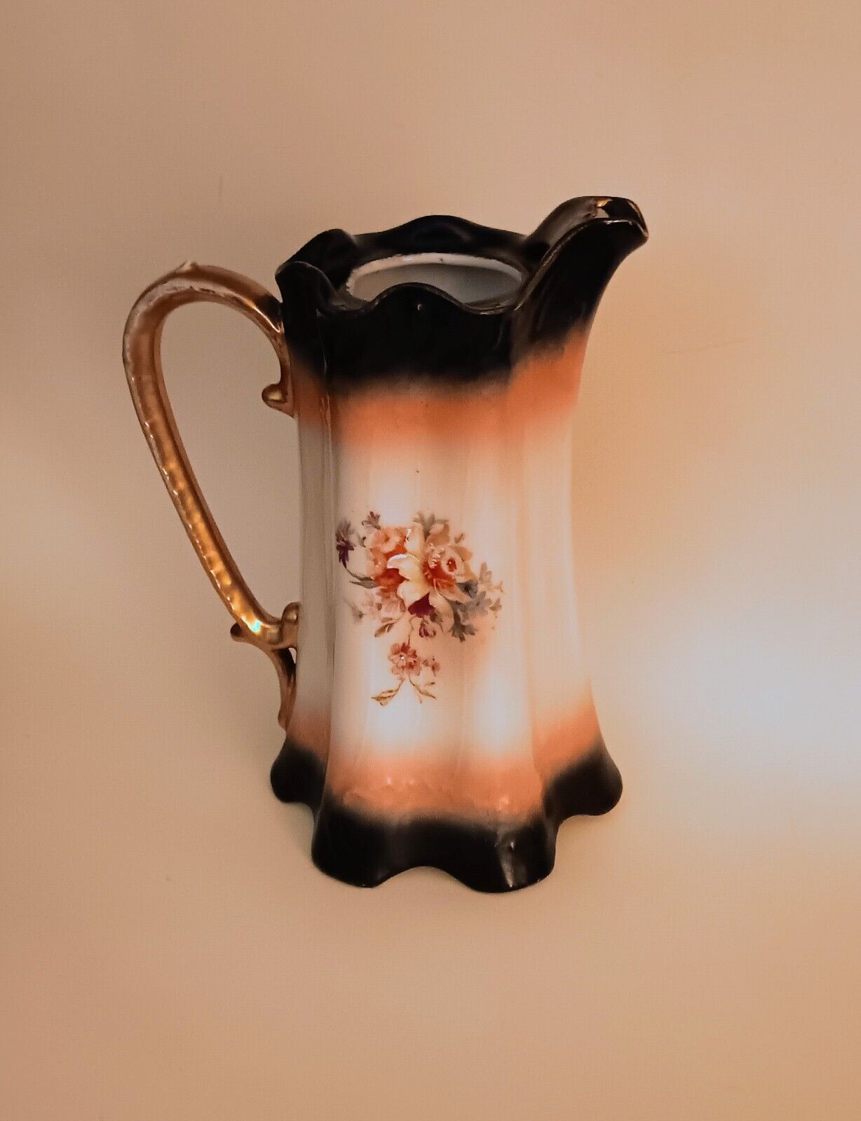 Antique Hand-Painted 1900s Flower Vase Pitcher