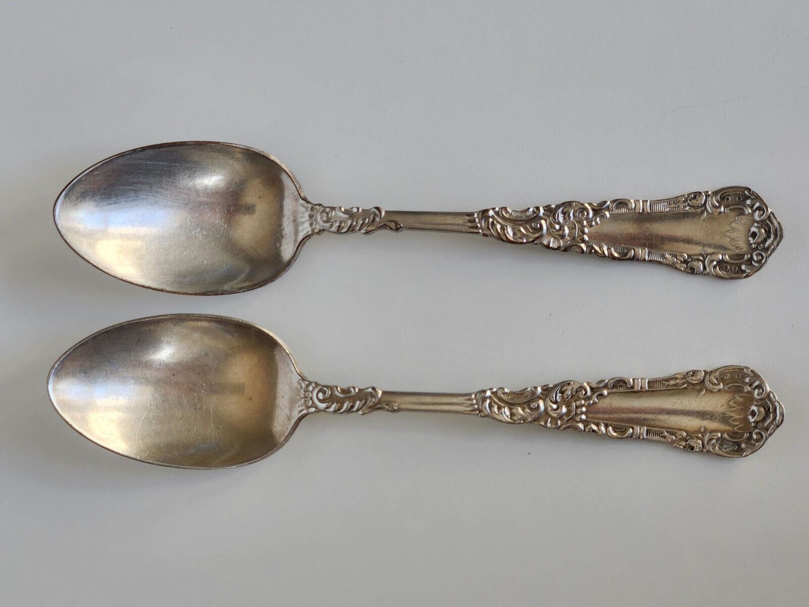 Pair of Vintage Wm Rogers Ornate Silver Spoons