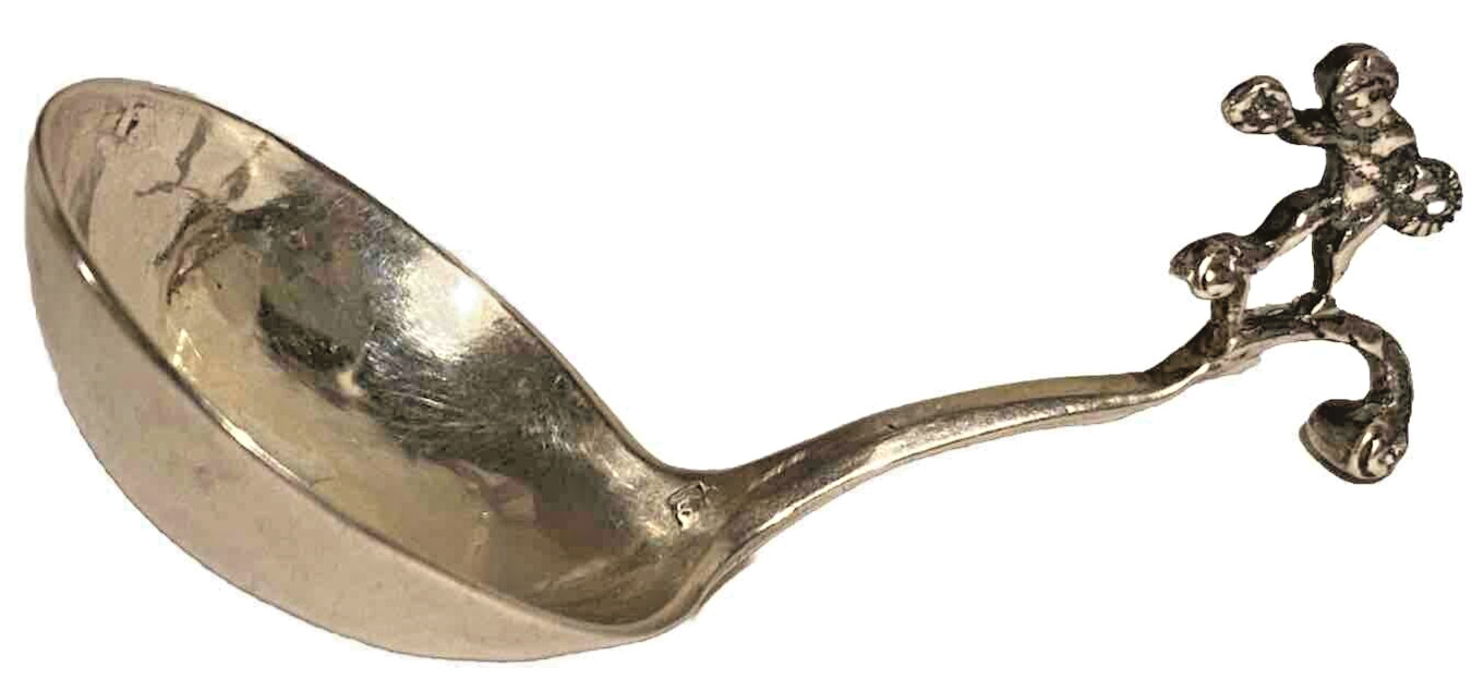 Dutch 1800s Signed 800 Silver Tea Caddy Spoon