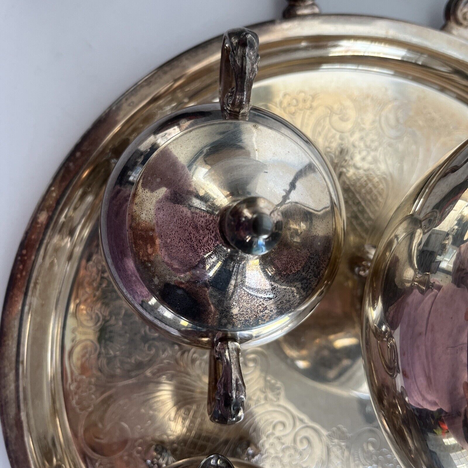 Antique 1800s Silver Plated Tea Service Set