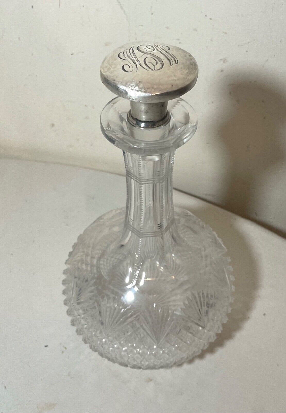 1800s Sterling Silver Crystal Liquor Decanter Bottle