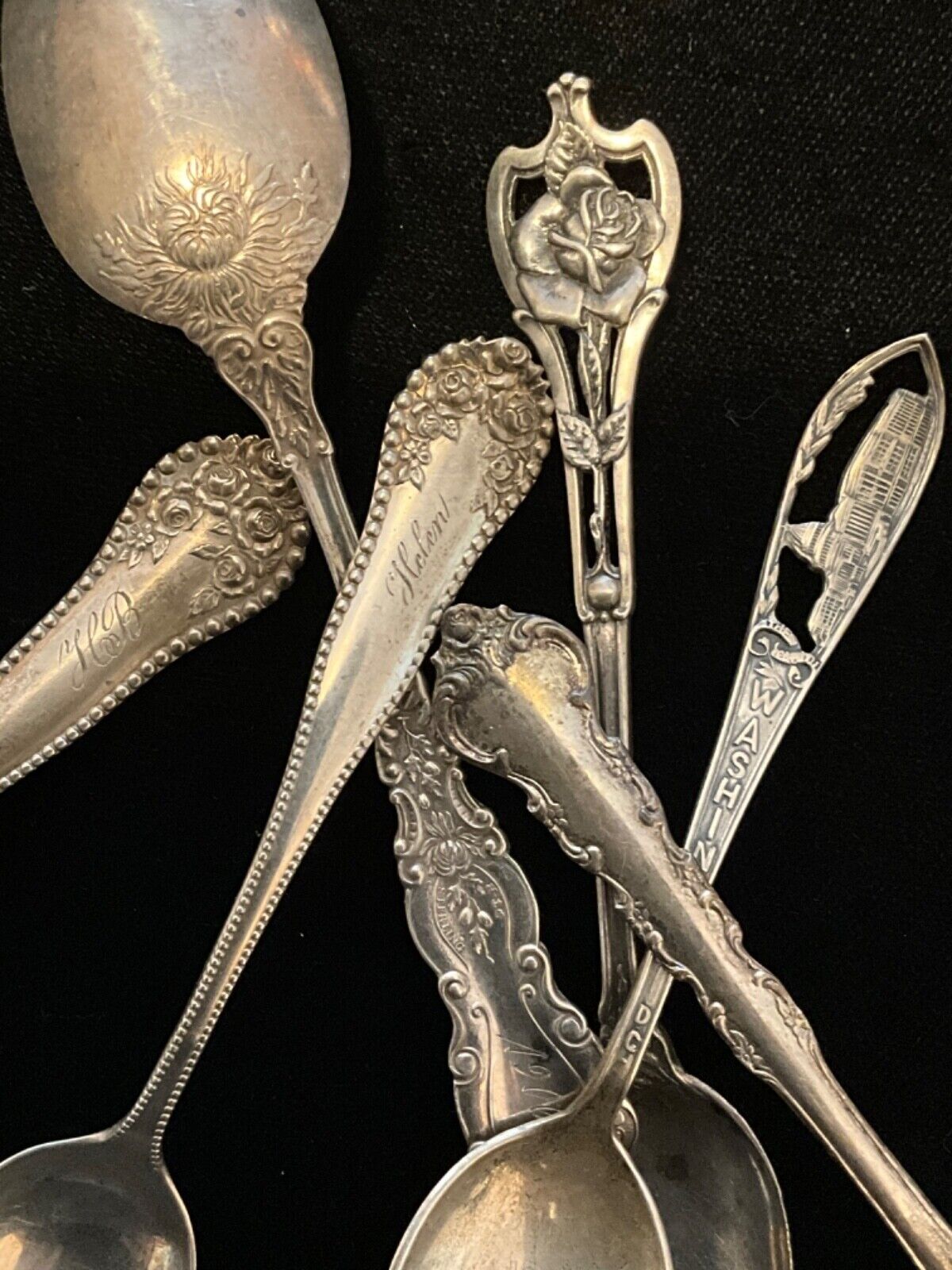 Set of 10 Vintage Silver Spoons - Early 1900s