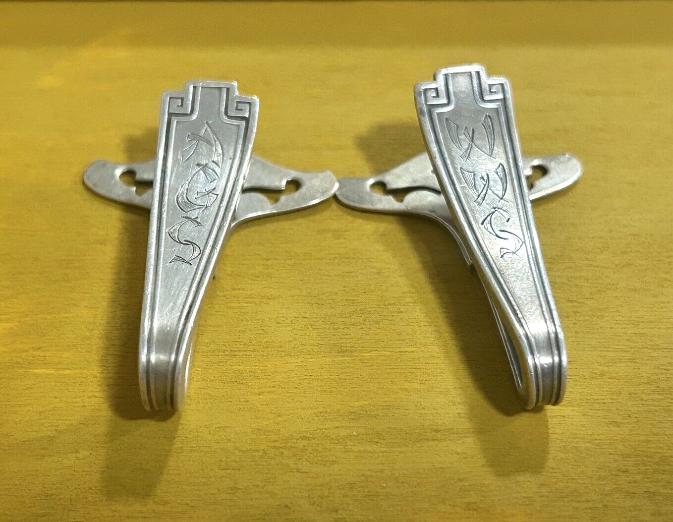 Gorham Sterling Silver Napkin Clip Pair, 1800s