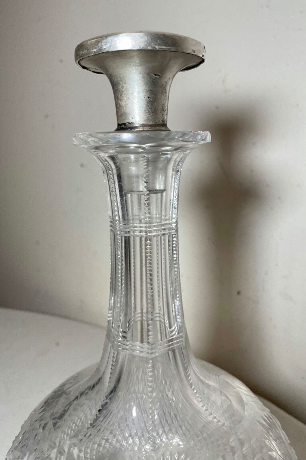 1800s Sterling Silver Crystal Liquor Decanter Bottle