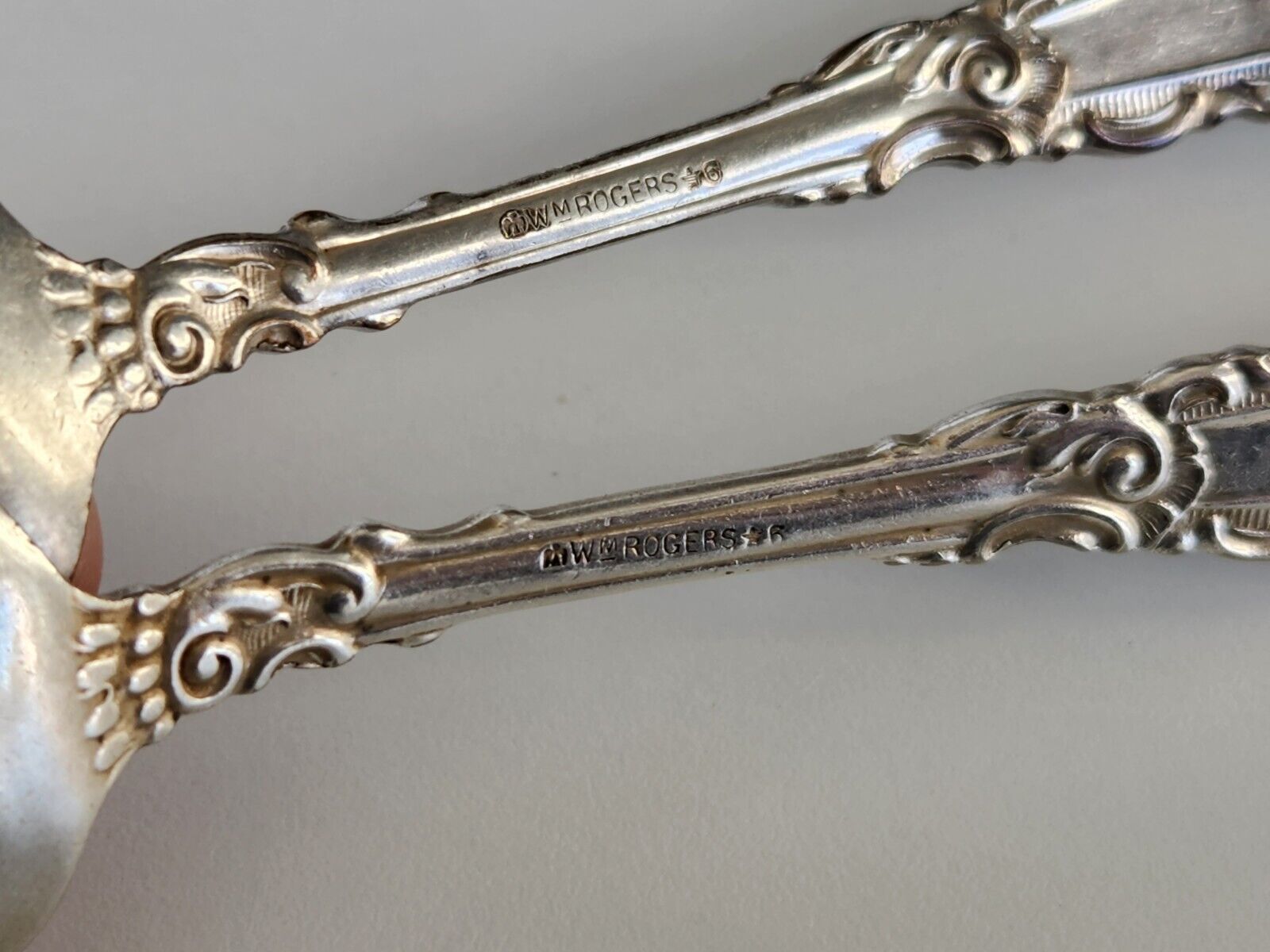 Pair of Vintage Wm Rogers Ornate Silver Spoons