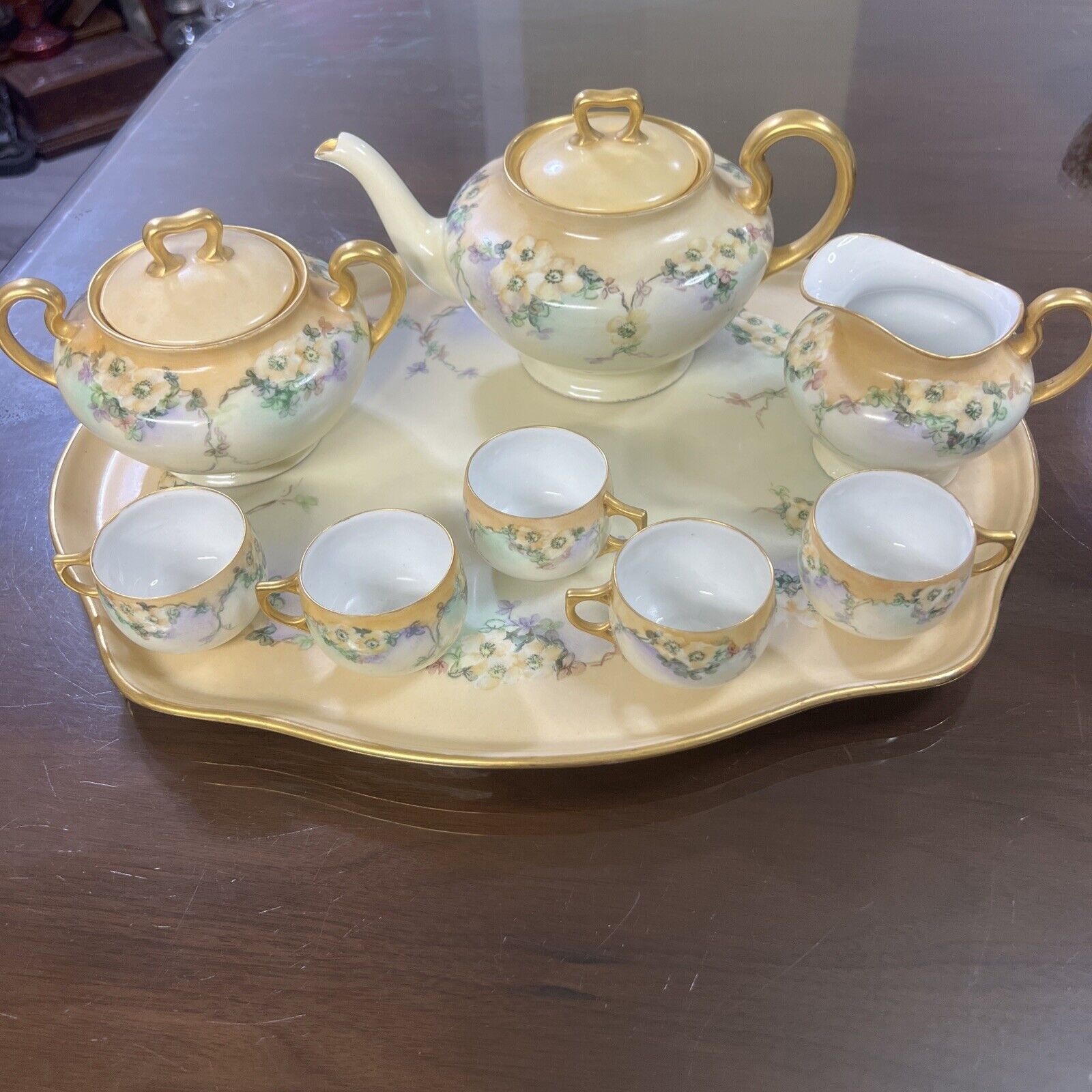 Antique 1800s Limoges Saxony Tea Set