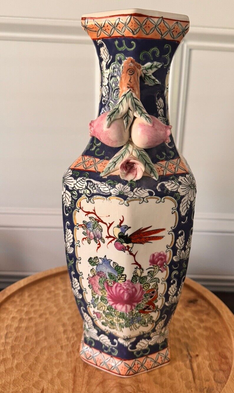 Antique Famille Rose Medallion Butterfly Vase