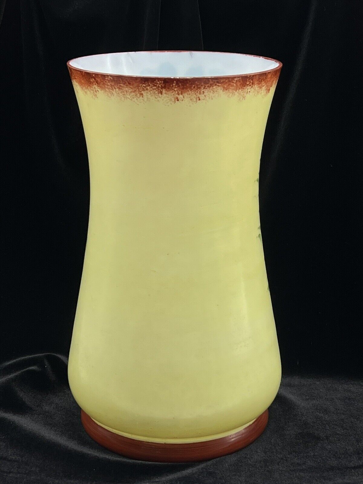 Bristol Glass Handpainted Transferware Vase - 1900s