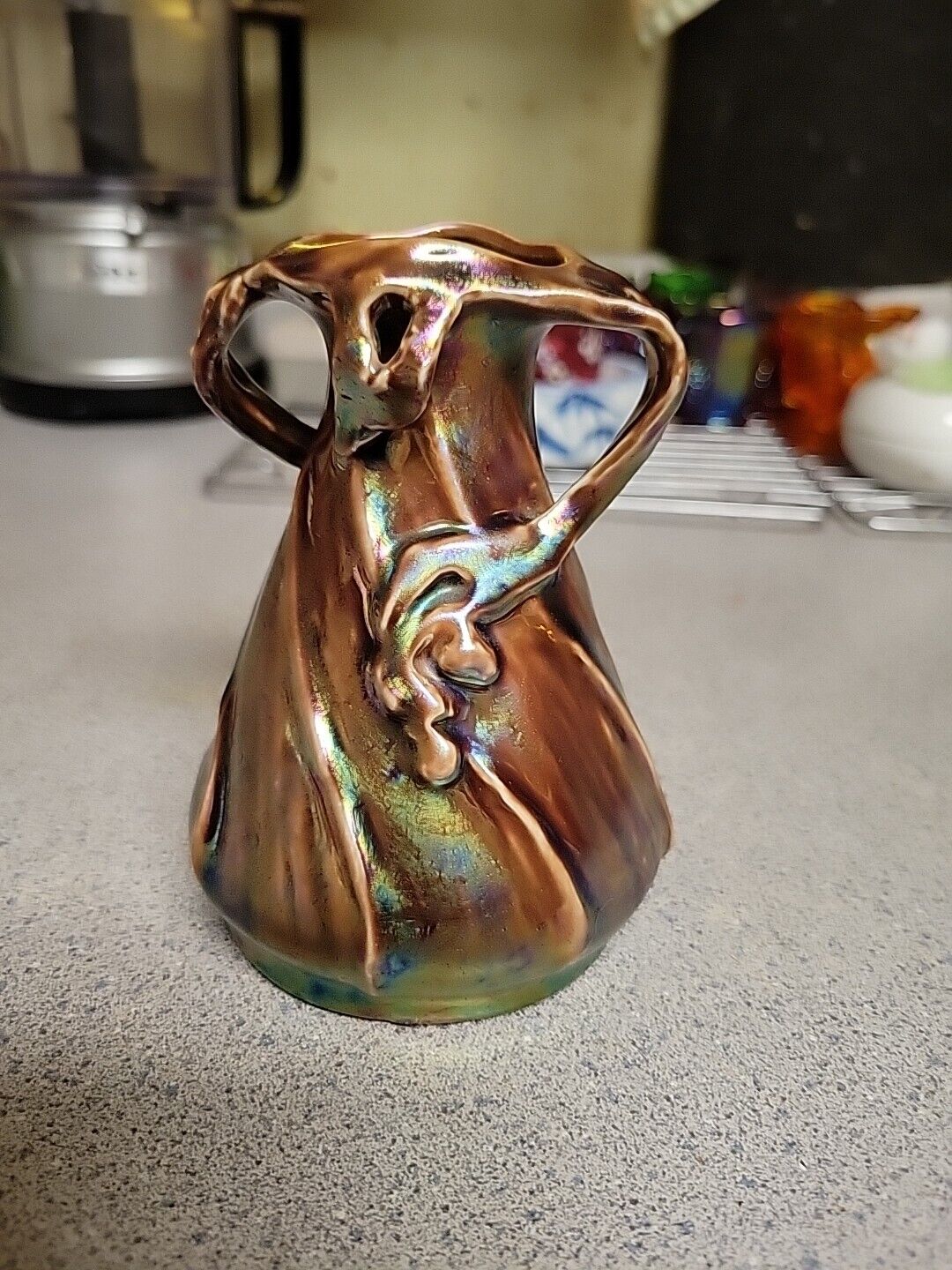 1900s Heloisine Austrian Iridescent Pottery Vase