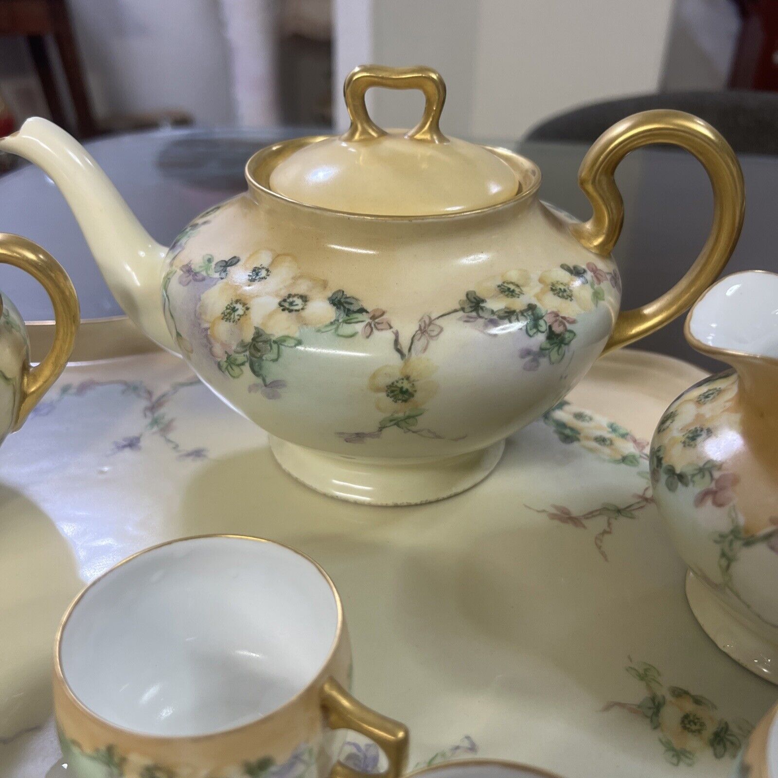 Antique 1800s Limoges Saxony Tea Set