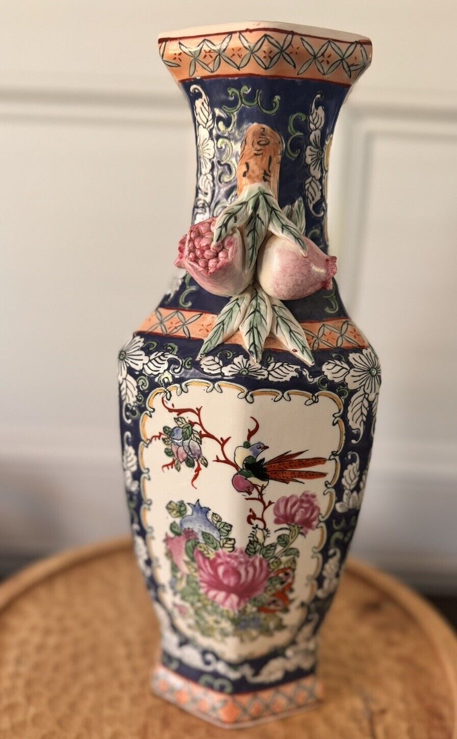 Antique Famille Rose Medallion Butterfly Vase