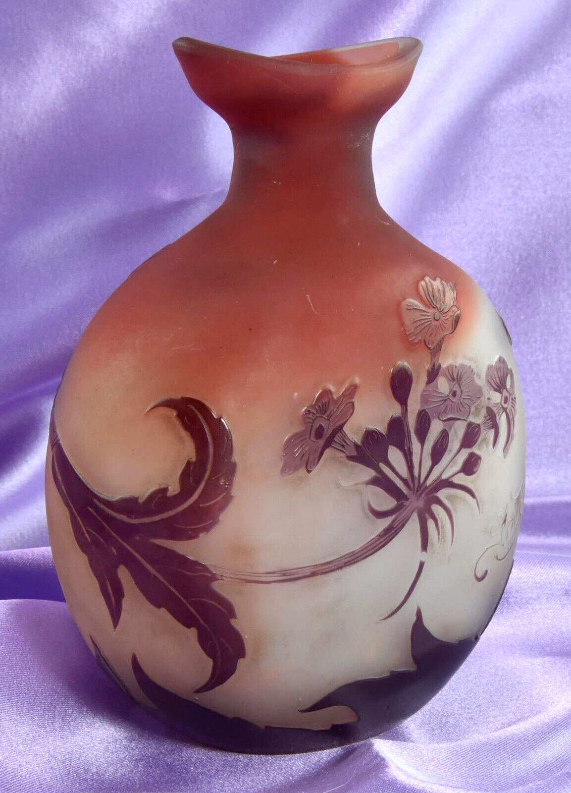 Emile Galle Art Nouveau Plum Vase, 1900