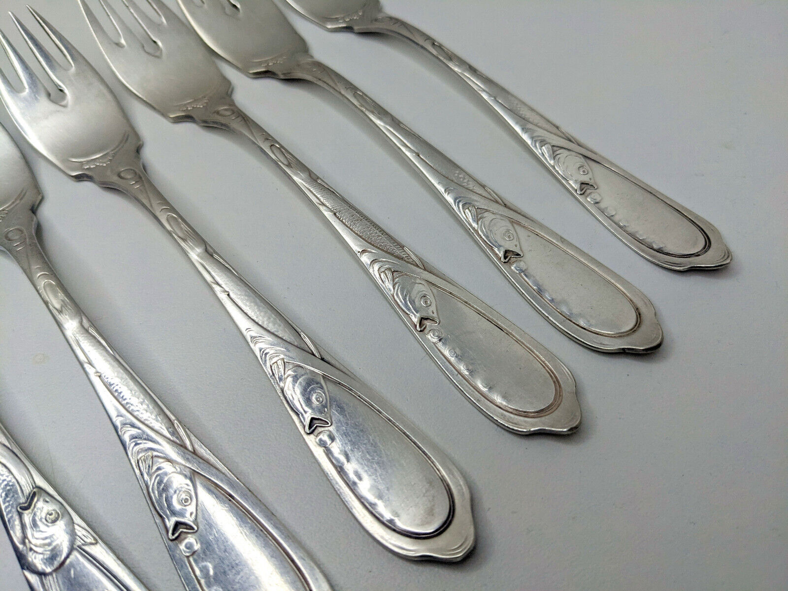 Antique Art Nouveau Silver Plated Fish Cutlery Set