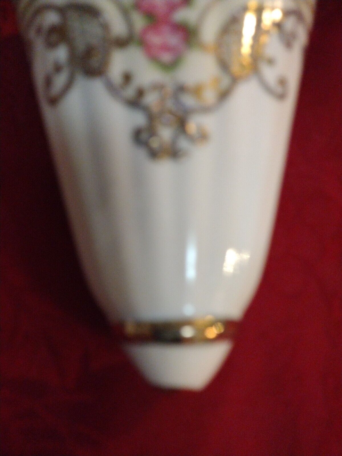 Early 1900s Nippon Wall Pocket Vase, Pink Flowers