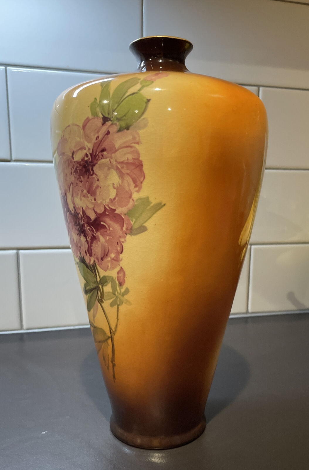 Antique 11.5" Warwick Ioga Floral Vase