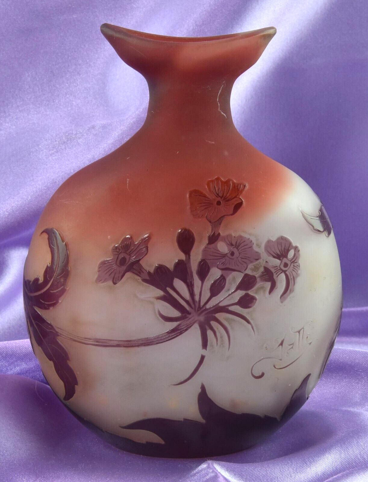 Emile Galle Art Nouveau Plum Vase, 1900