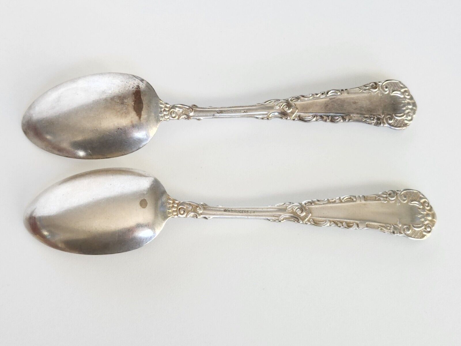 Pair of Vintage Wm Rogers Ornate Silver Spoons