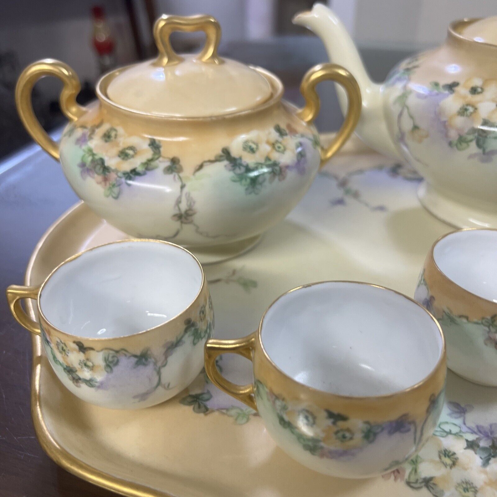 Antique 1800s Limoges Saxony Tea Set