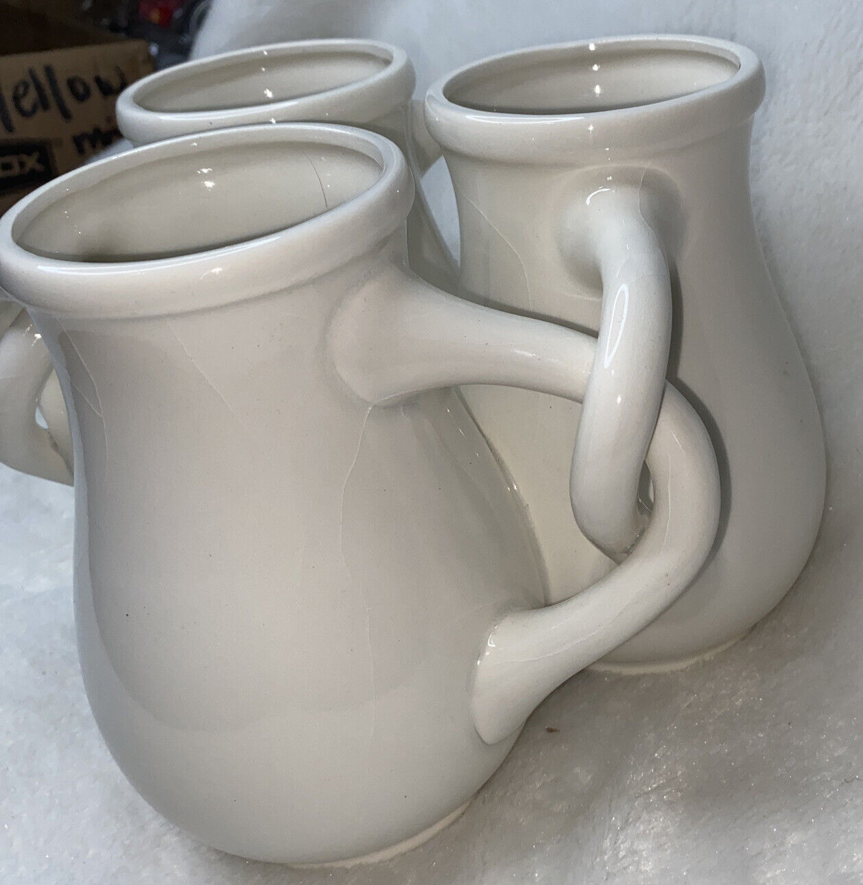 Rare white Fuddling Cup Vase from 1900s