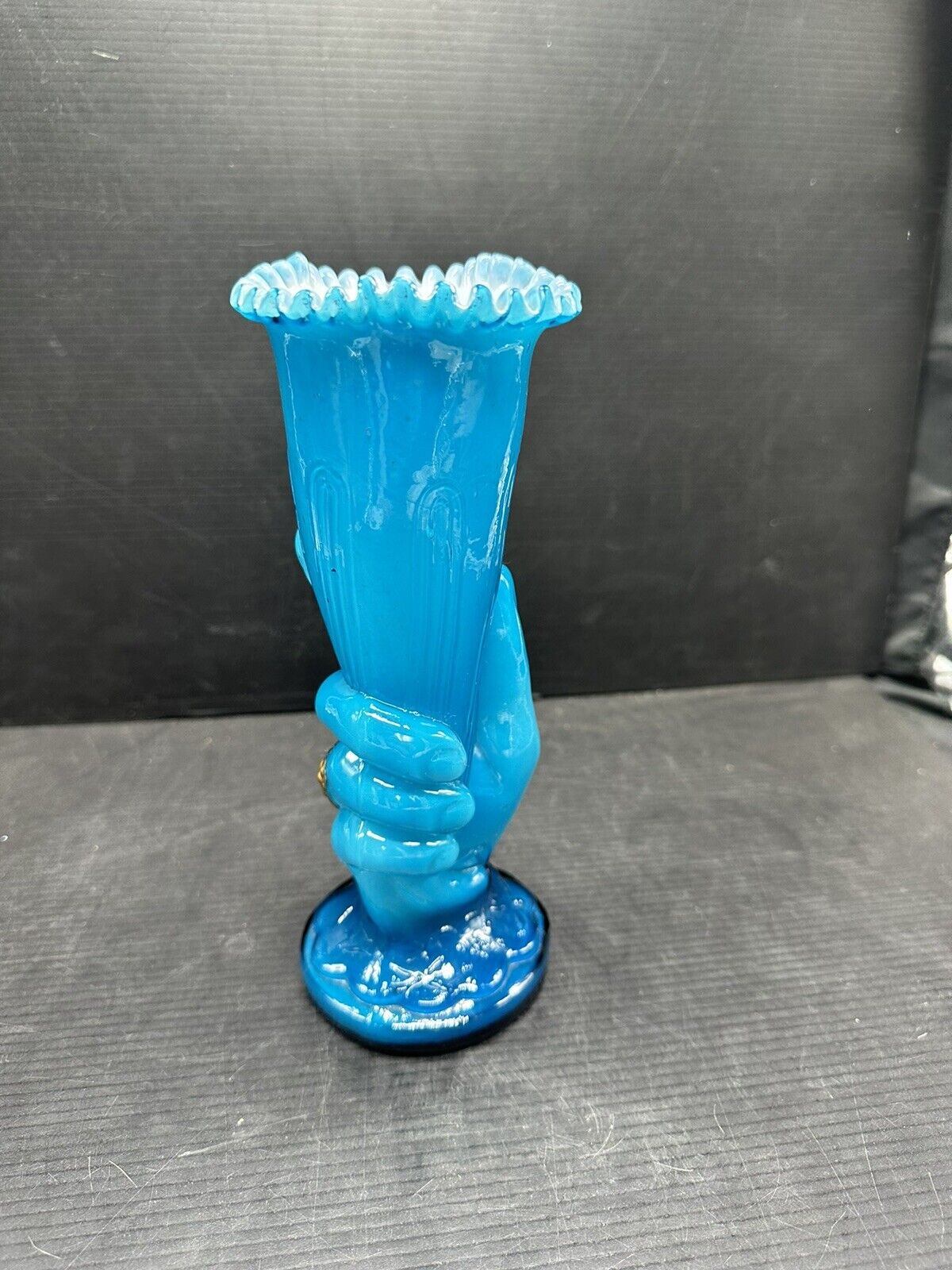 Victorian Cobalt Blue Figural Hand Vase