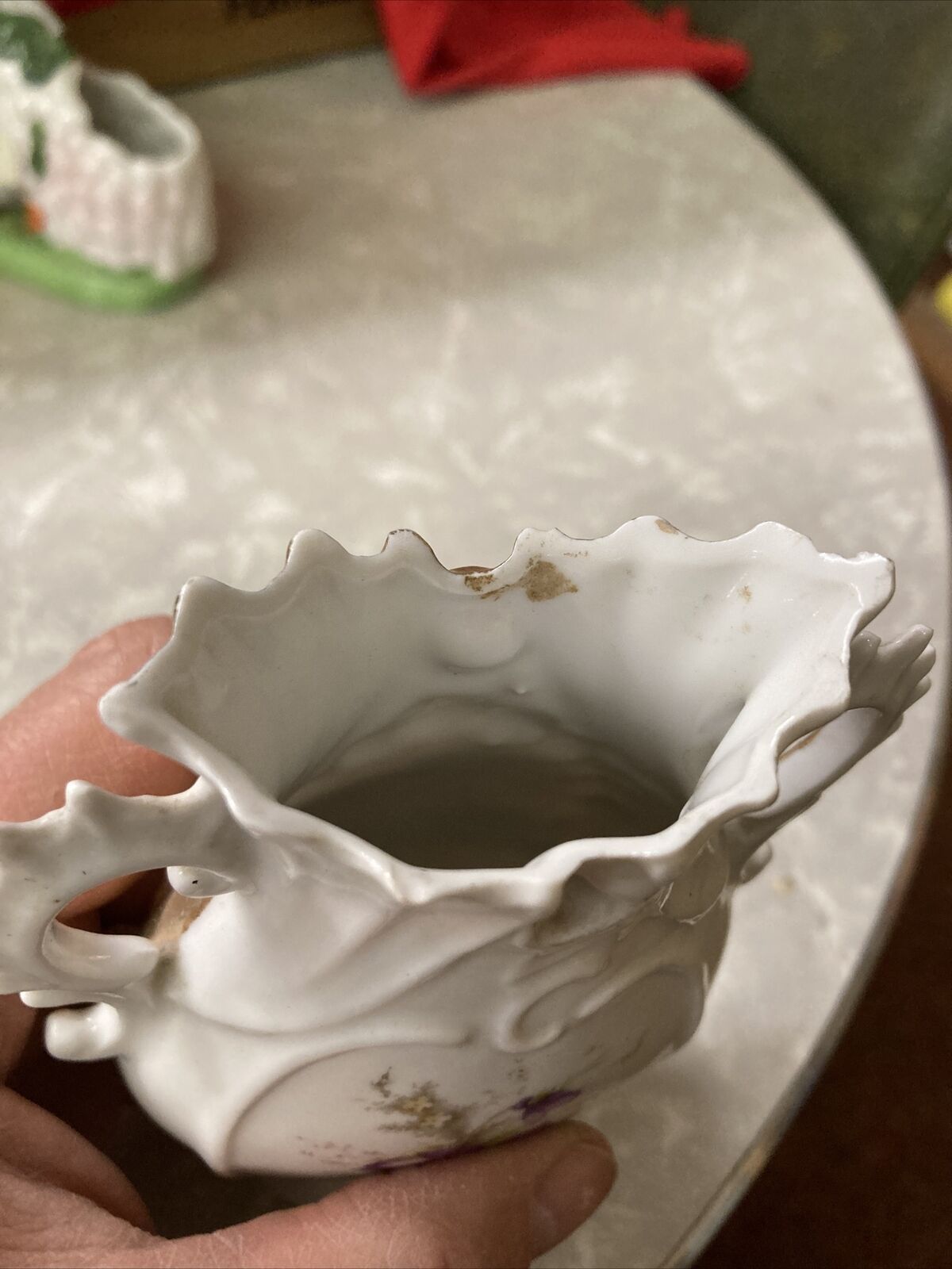 Antique Hand-Painted Racine, Wisconsin Double Handled Vase