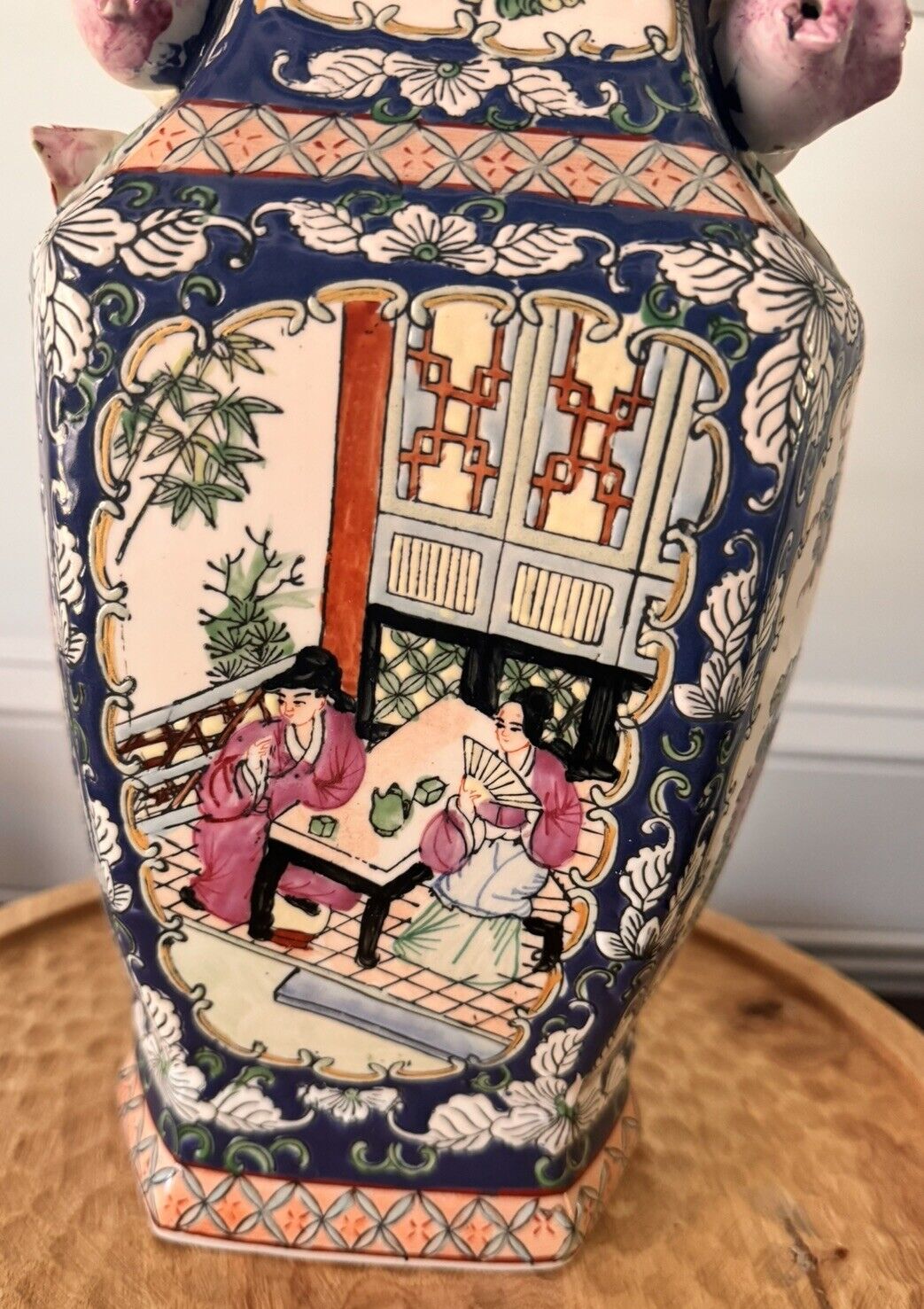 Antique Famille Rose Medallion Butterfly Vase