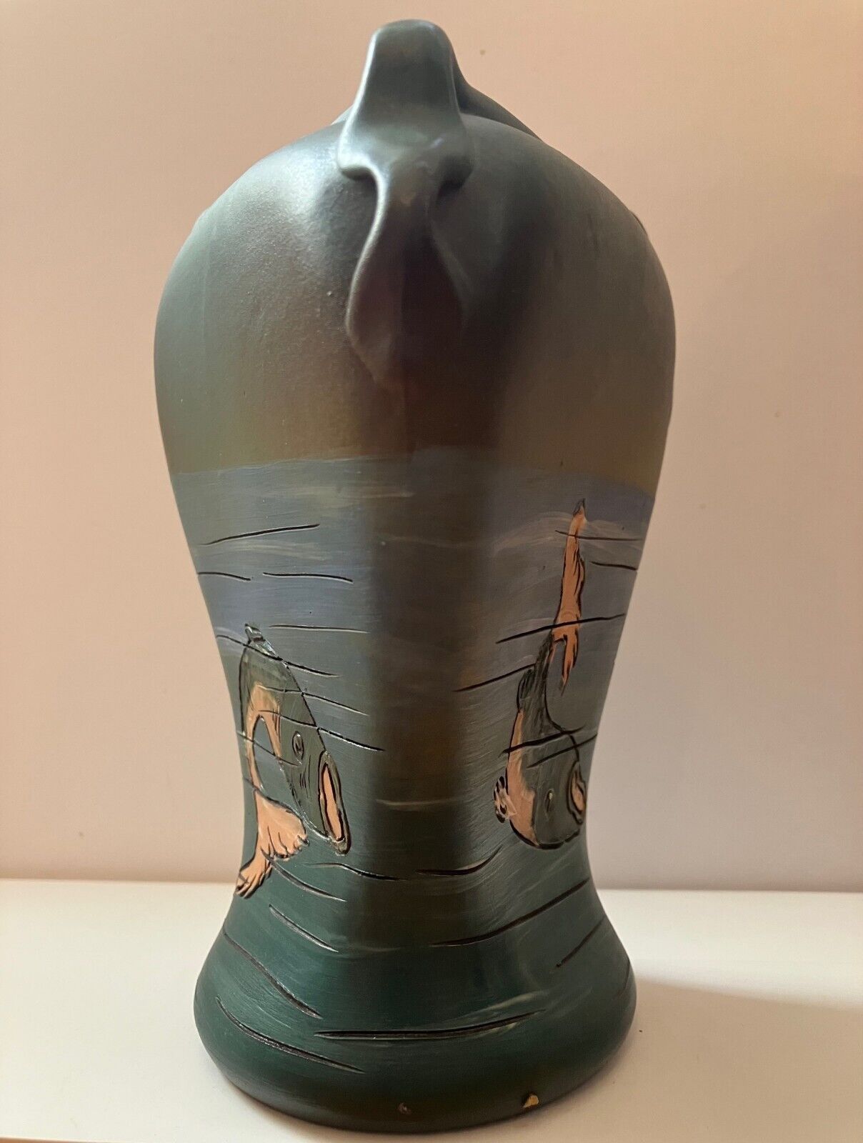 Weller Dickens Ware Hand-Painted Fish Vase