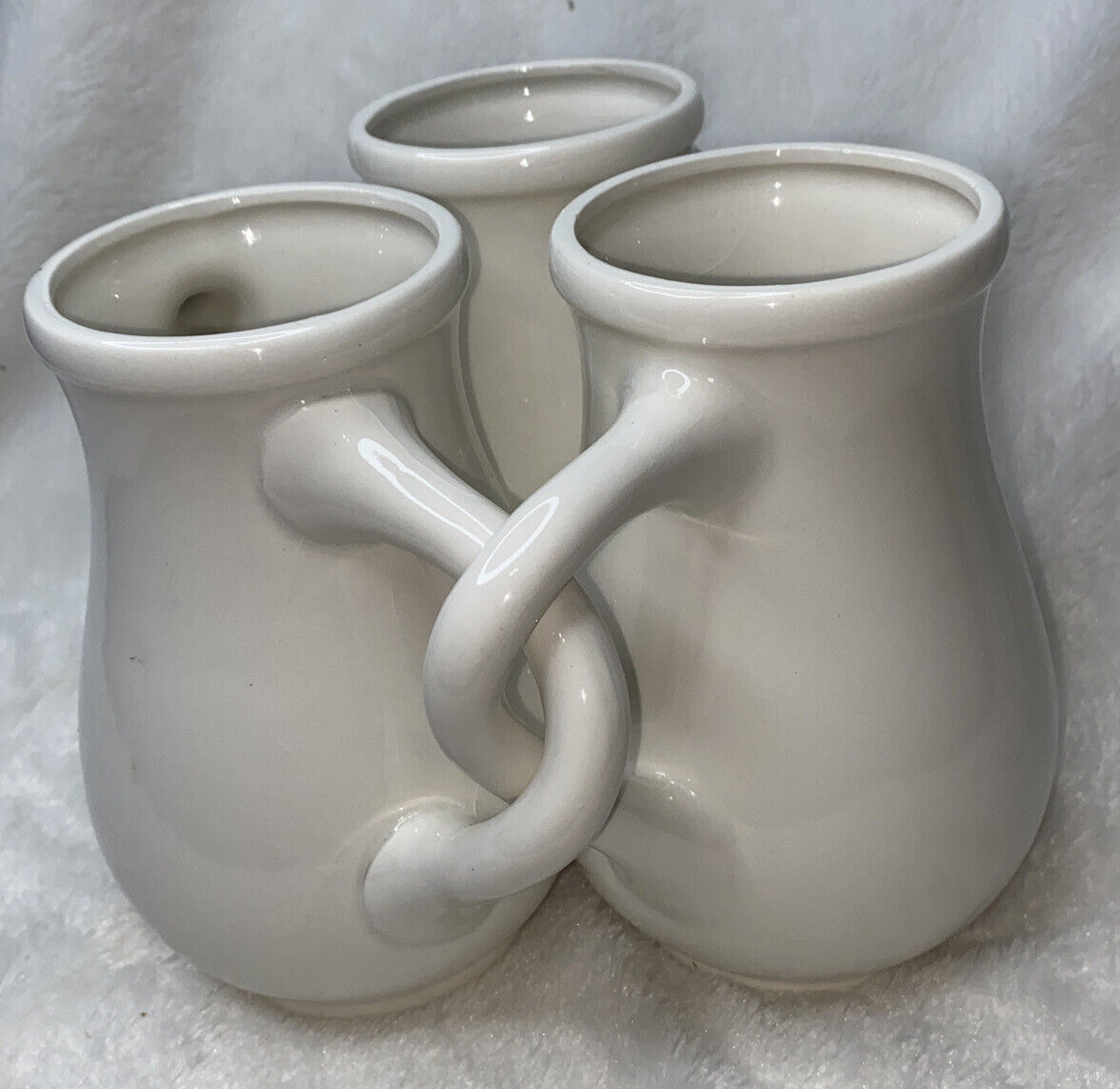 Rare white Fuddling Cup Vase from 1900s