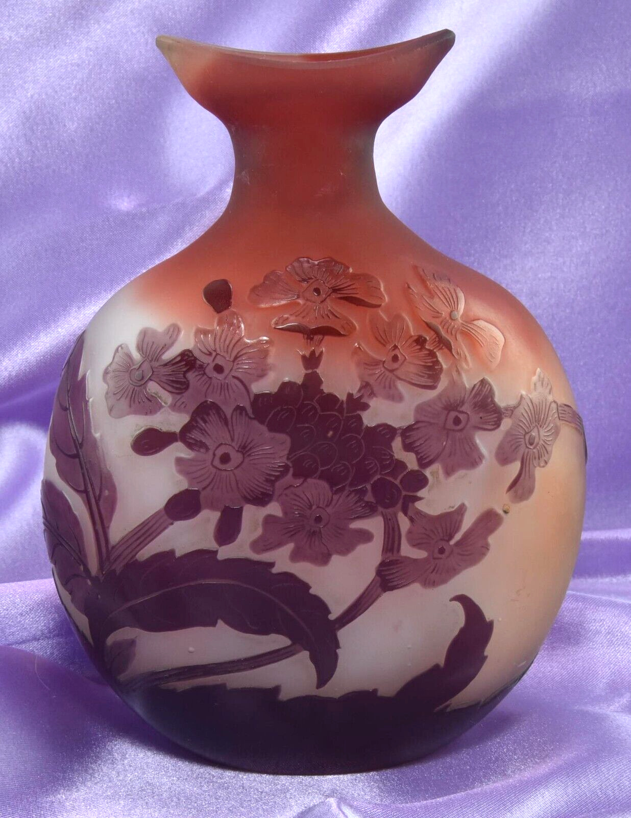 Emile Galle Art Nouveau Plum Vase, 1900