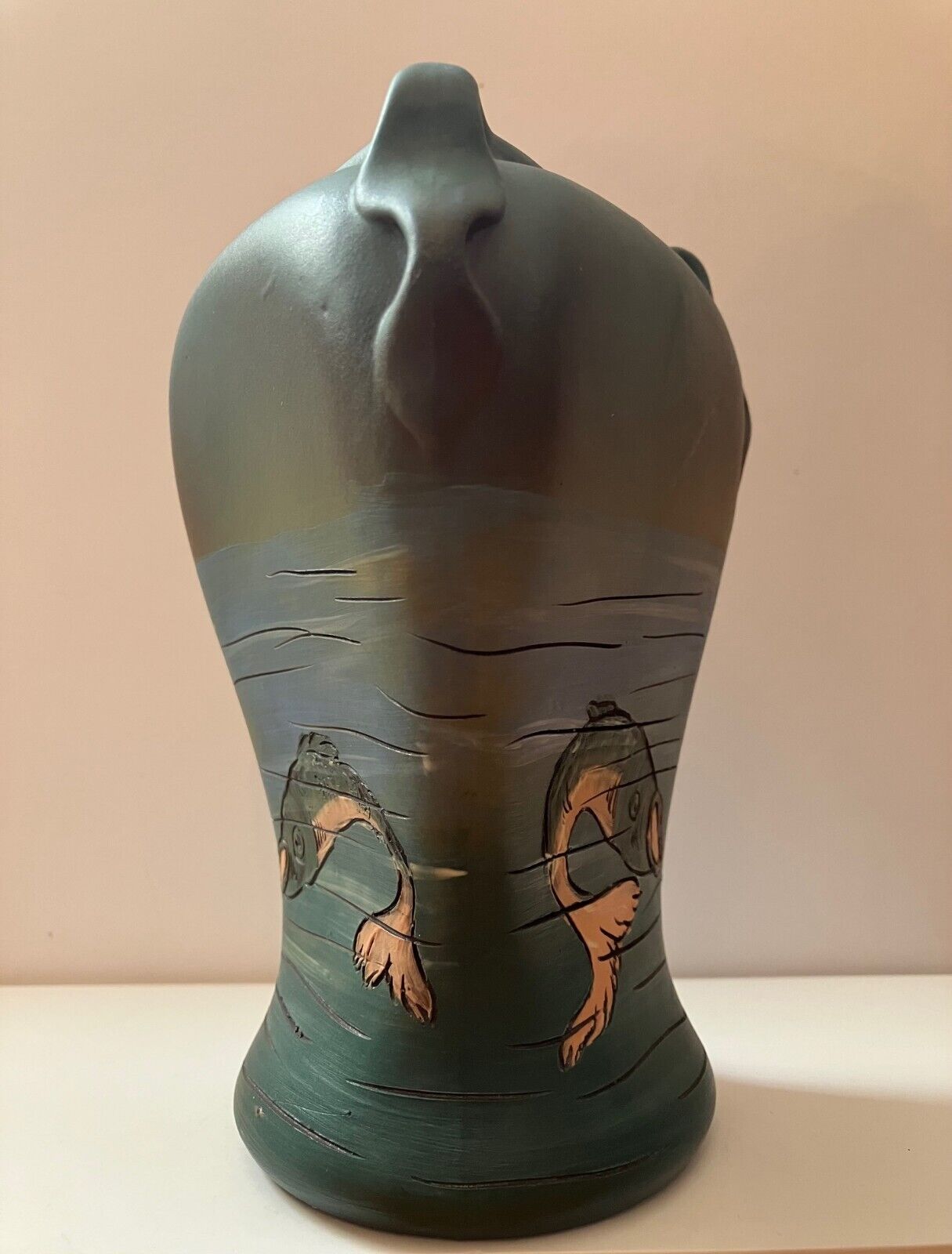 Weller Dickens Ware Hand-Painted Fish Vase